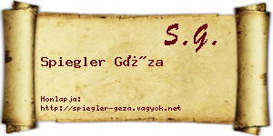 Spiegler Géza névjegykártya